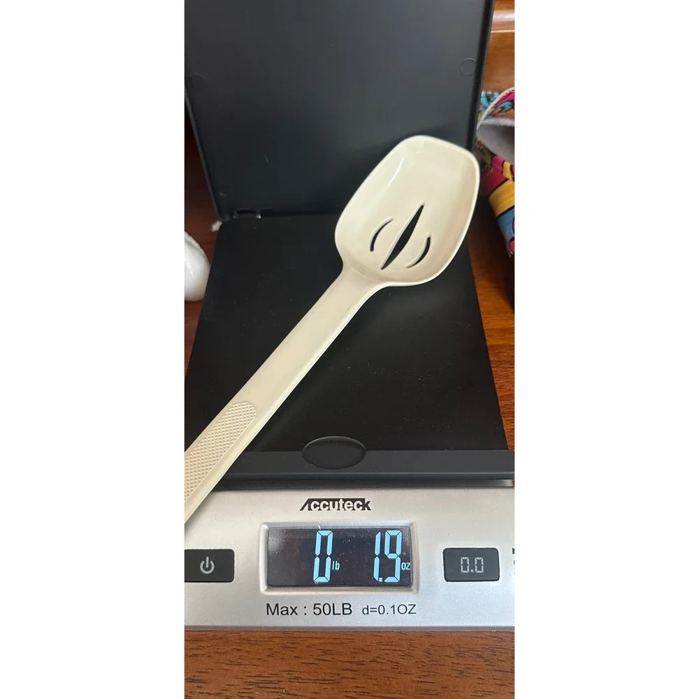 Vintage A-Bee Syndicate Stewart Mosberg Melamine Slotted Spoon Cream Made in USA